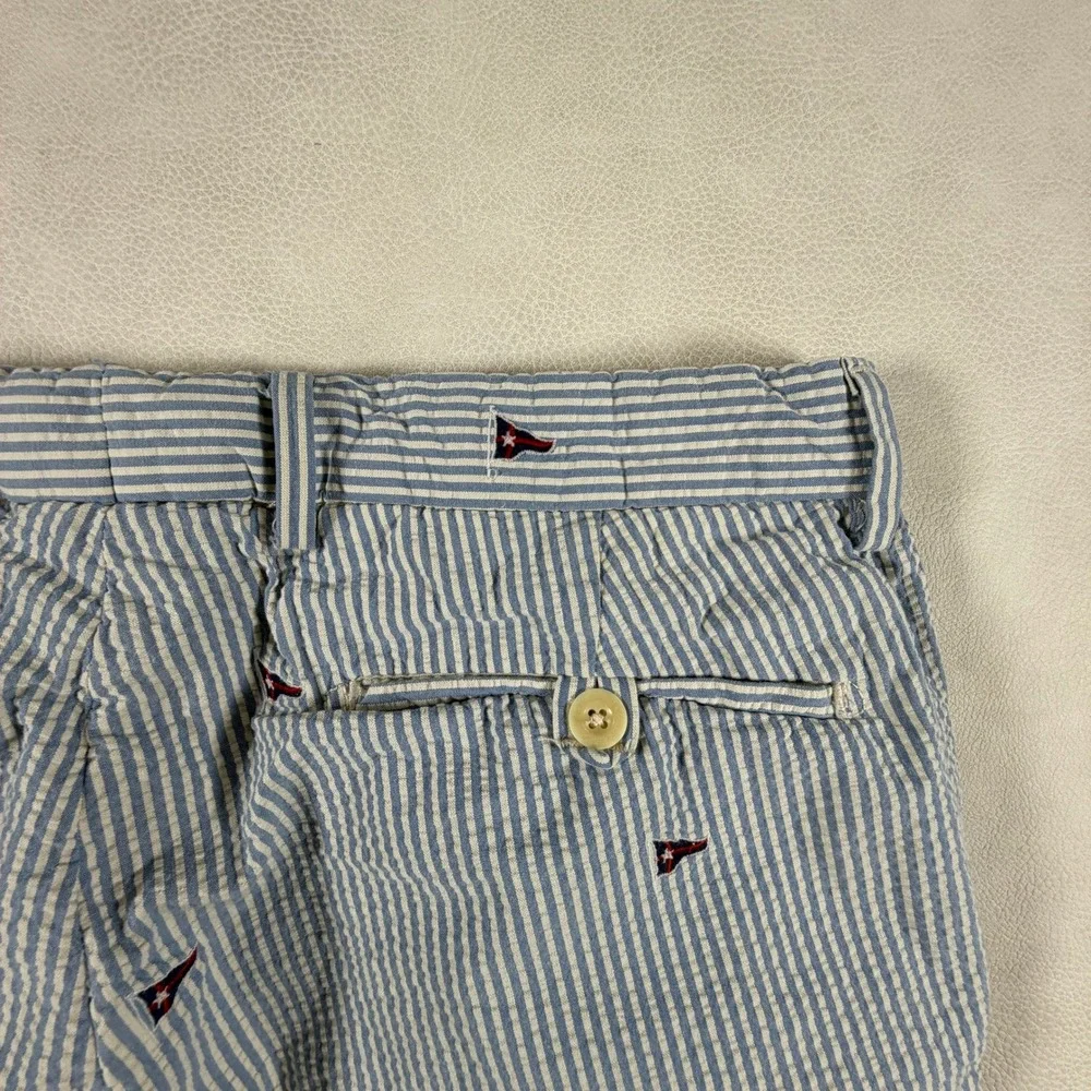 Polo Ralph Lauren Mens 32x30 Seersucker Striped Nautical Pennant Flag Pants Blue